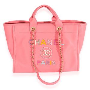 Chanel Pink Leather Medium Deauville Tote